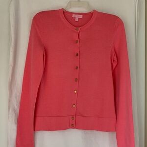 Lilly Pulitzer coral fine gauge knit button down cardigan sweater